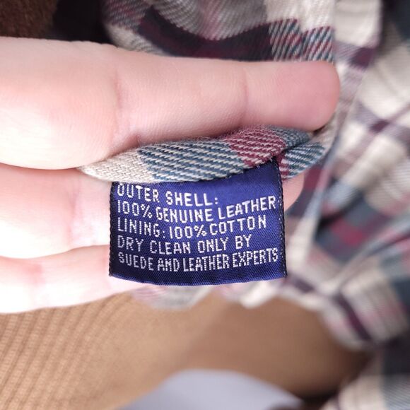 Polo Ralph Lauren Suede Jacket Mens Small Flannel Lined Leather Bomber Vintage - Picture 16 of 16